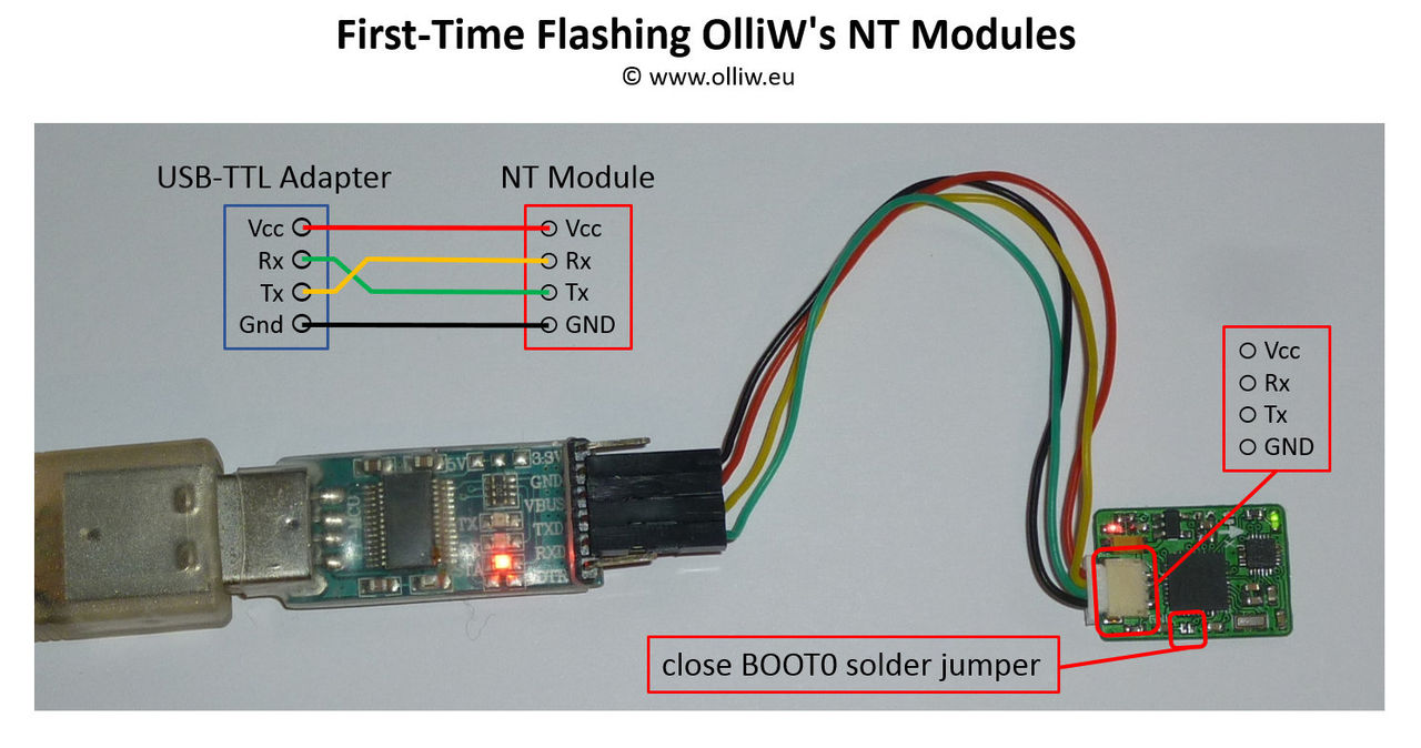 Распиновка адаптера Flashing OlliW's NT Modules - STorM32-BGC Wiki